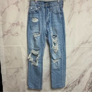 Aeropostale 90s Super High Rise Straight Leg Distressed Jeans - J32